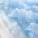 Light blue fabric with rose pattern on a white background, Obroi