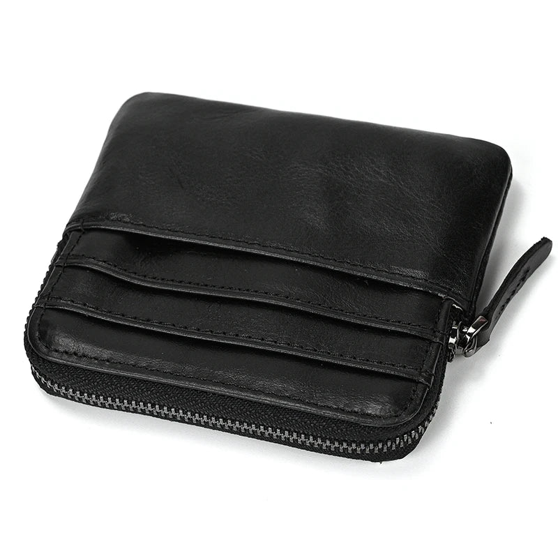 Leather Men Zipper Card Holder Short Wallet Women Man Mini Clutch Wallets