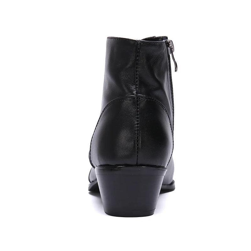 Pointed Toe Dress Shoes Classic Autumn and Winter Brogue Boots Elegant Men Real Leather Derby Boots