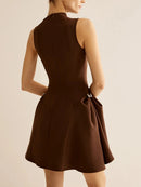 Slimming Dress For Women Round Neck Sleeveless High Waist Minimalist Dresses Female