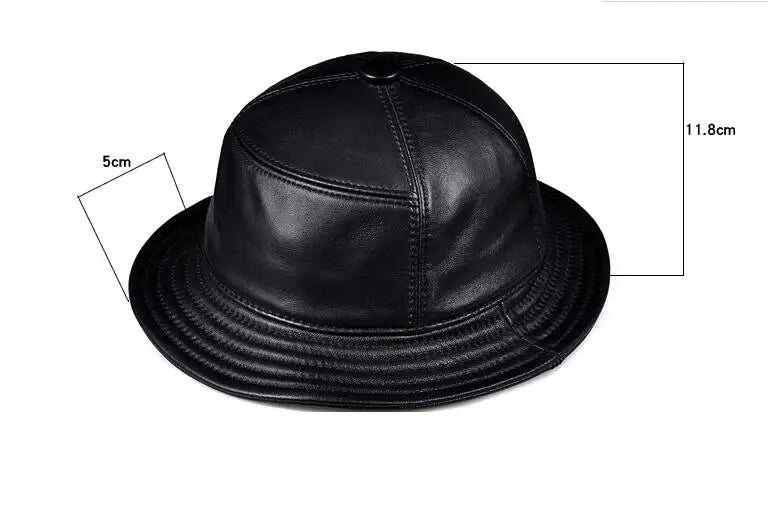 Genuine Leather Bucket Hats Casual Caps Fitted