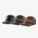 Winter Leather Baseball Hat – Warm Zipper Cap for Men & Women, Black & Bone