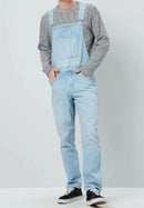 Jumpsuits Men Casual Stitching Spaghetti Strap Jeans Men Washed Straight-Leg Denim Jumpsuits