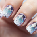 24Pcs Short Square Head Nails White Gradient Press on Fake with Butterfly Full Cover Nails Tips