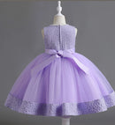 Children's  Birthday Communion Party Wedding Lace Dresses Elegant Bow Clothes Performance Princess Dress