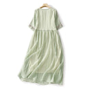 Summer Vintage Literary Women Dresses Flower Embroidery Soft Midi Party Dress for Women