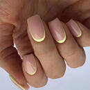 Gold Edge French Nails Short Pink Simple Artificial Nail Patch Press on Nail Tips for Girls Full Cover Wearable