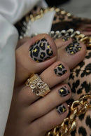 24PCS Black Press on Toe Nails Elegant Ins False Toenails Spice Girl Full Cover Wearable Simple Nail Set