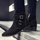 Ankle Boots Men Autumn Pointed Toe Men Boots Leather Breathable High Top Shoes Outdoor Casual Men