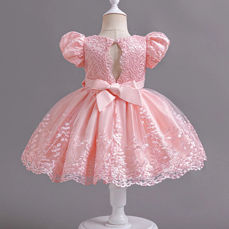 Girls lace Princess Dress Old Children's Flower Puff Sleeve Dress Baby Birthday Party Performance Dress