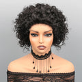 Woman wearing a black lace top and a decorative black choker against a gray background, Obroi