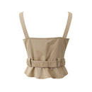 Women Denim Crop Top Style Sleeveless Off Shoulder Jean Corset Top