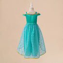 Girls Jasmine Cosplay Costume Lace Aladdin Princess Dress Magic Lamp Birthday Party Dresses Jasmines Kids Clothing