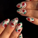 Nail Tips with Flower Pearl Design Short Almond Nails Art Wearable Design Press on Nails