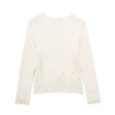 Elegant Women's Pearl Beaded Knitted Sweater Women's Slim Fit Mini