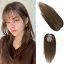 Human Hair Topper with Silk Base European Hair Full Hand Tied Soft And Breathable for Women Hair Loss