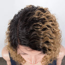 Ombre Gold Short Bob Lace Front Wig Glueless Human Hair T Part Wig Curly Pre Plucked Hairline With Baby Hair