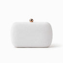 White clutch bag with a gold clasp on a white background, Obroi