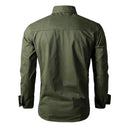 Military Tactical Shirts Men Cotton Breathable Solid Pocket Casual Slim Fit Long Sleeves Cargo Top