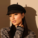 Wool beret autumn and winter leather brim duckbill hat