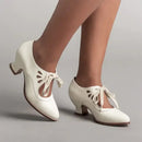 Retro Pumps Woman Lace Up Low Heel Dress Ladies Butterfly Derby Shoes