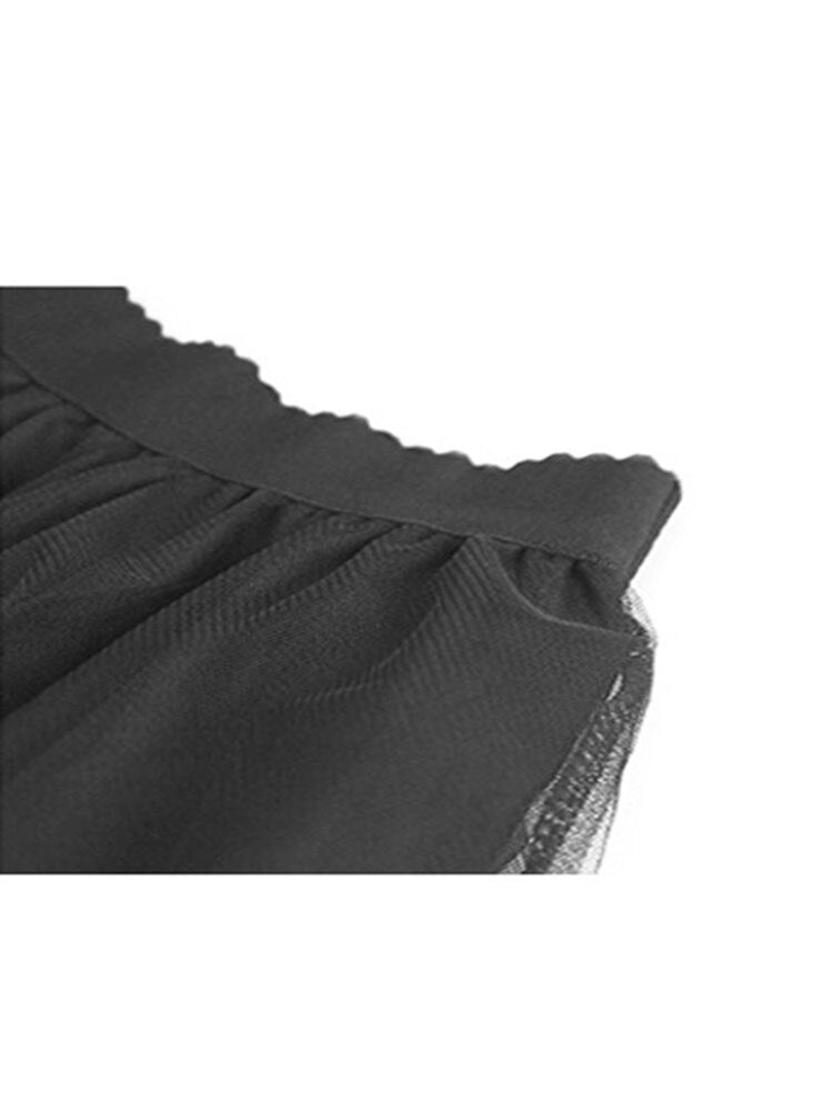 Autumn Women Tulle Skirt Black Vintage Casual Elegant High Waist Mesh Pleated Midi Skirts Female Loose Long Skirts