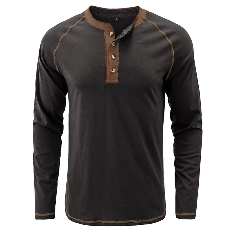 Men Henley Collar Solid Color Tee Tops Men Casual Slim Fit Tshirts Men Tees