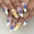 24pcs Fruit Decor Press On Nails Gradient French False Nails Wearable Long Almond Watermelon