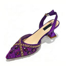 Women's Pumps purple Gold Shoes and Bag Set Italian Design