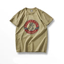 Summer American Retro Short-sleeved O-neck Rabbit T-shirt Men's Simple Washed Casual Sport Tops