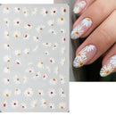 White Flowers Nail Stickers Summer Small Daisy Floral Leaves 3D French Line Nail Art Decorations Self-Adhesive Slider Manicure