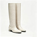 Autumn and Winter Round Toe Low Heeled Women's Knee Boots Flat Bottomed Boots for Women