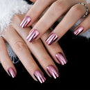 Chrome Punk Metallic Press On False Nails Medium Short Length Fingernails Bright Acrylic Manicure Art