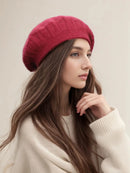Beret Women Winter Retro Casual Octagonal Hat Versatile Warm Wool Knitted