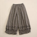 Girl Plaid Wide Leg Pants Women Spring Summer Casual Loose Cropped Pants
