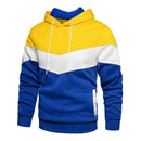 Mens Clothing Stylish Color Block Hooded Sweatshirt Jackets Coats Long Sleeve Fleece Lined Warm Pullover Tops Streetwear