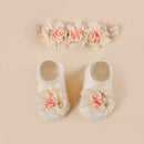 Baby Socks Headband Set Lace Flower Jacquard Anti-Slip Cotton 0-12 Months Newborn Gift Set Infant Girl Accessories