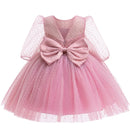 Baby Girls Dress Summer Mesh Bow Little Princess Dress Christmas Birthday Gift 1-6 Years Kids Clothes