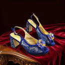 Luxury Rhinestone Taro Royal Blue Open Toe High Heel Shoe And Bag Set for Women - Perfect for Parties Wedding