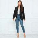 Women Design Sense Ruffle Edge Simple Solid Color Open Button Elegant Coat Autumn Winter Lady Long Sleeve Mid Length