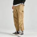 Cargo Pants Men Streetwear Casual Loose Joggers Pants Man Stretch Wash Cotton Overalls Trousers