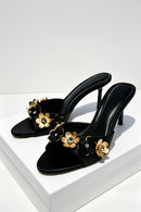 Metal Flower Luxury Women Slippers Summer Female Dress Shoes Pumps Women's Sandals