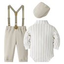 Baby Boys Spring Autumn Gentleman Clothes Kids Striped Bodysuit Outfit for Newborn Boy Wedding Party Set