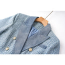 Denim Geometrical Pattern Women Vintage Jeans Slim Blazers Lady Jackets