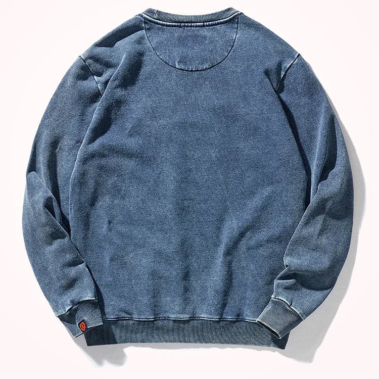 Autumn Winter Fall American Casual Hoodies for Men Heavy Washed Pullovers Knitted Loop Sweatshirt