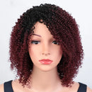 Kinky Curly Human Hair Wigs With Bangs Natural Black Jerry Curly Short Bob Wig For Women Friendly for Beginner