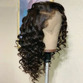 Preplucked Soft Black Soft 26“Long Deep Wave180Density Lace Front Wig For Women Glueless