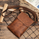 Genuine Leather Cellphone Pouch With Shoulder Strap Men Women Shoulder Bag Small Crossbody