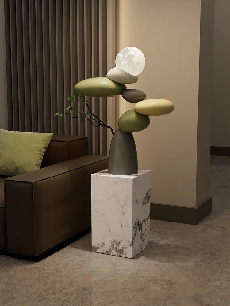 Creative Home Decor Glowing Stone Large Feng Shui Stone Statue Indoor Decor Figurines Living Room Floor Resin Sculpture