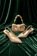 Essential for Banquets Wedding Lady Shoes and Mini Bag Set In Stock Elegant Heels with Matching Purse
